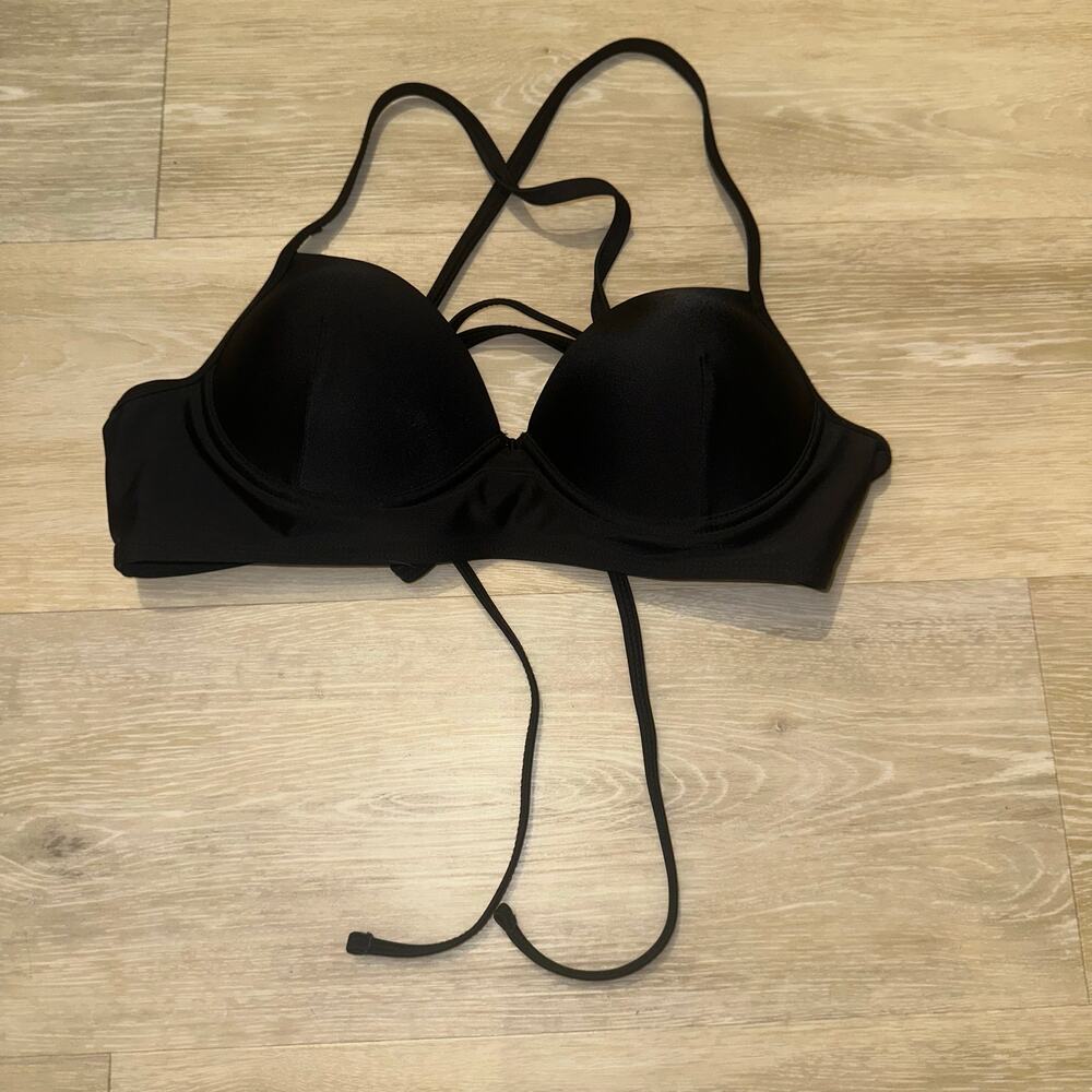 Lined Underwire Black Bikini Top